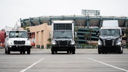 Freightliner's new eM2 has been designed to fit in as part of the eCascadia product portfolio. Freightliner's new eM2 has been designed to fit in as part of the eCascadia product portfolio.