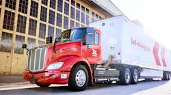 Kodiak Robotics upfitted this battery-electric Peterbilt Model 579EV with the Kodiak Driver autonomous hardware and software technology.