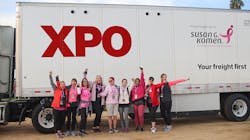 XPO will be the official transportation sponsor of the Susan G. Komen—its logo emblazoned on the right side of this trailer—through 2025. XPO will be the official transportation sponsor of the Susan G. Komen—its logo emblazoned on the right side of this trailer—through 2025.