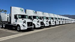 Volvo VNR Electric tractors lined up at Performance Team. Volvo VNR Electric tractors lined up at Performance Team.