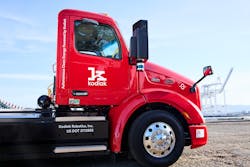 Kodiak Robotics upfitted this battery-electric Peterbilt Model 579EV with Kodiak Driver autonomous hardware and software technology. Kodiak Robotics upfitted this battery-electric Peterbilt Model 579EV with Kodiak Driver autonomous hardware and software technology.