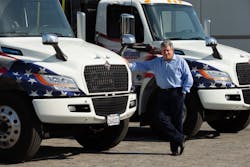 Jack Scarsi, VP of operations and finance at US Air Conditioning Distributors, is working with Navistar and his Westrux International dealer to electrify the company&apos;s fleet of 28 trucks and tractors.