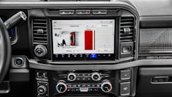 The 2023 Super Duty's touchscreen is ideal for displaying several metrics, including onboard scales and set-up and calibration. The 2023 Super Duty's touchscreen is ideal for displaying several metrics, including onboard scales and set-up and calibration.