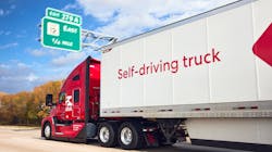 A Generation 5 Kodiak Driver-operated tractor-trailer on the highway. A Generation 5 Kodiak Driver-operated tractor-trailer on the highway.
