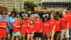 Kids pose with Greg Olsen, Travis Kelce, George Kittle, and Marko Ibrahim at TEU Summit 2023. Kids pose with Greg Olsen, Travis Kelce, George Kittle, and Marko Ibrahim at TEU Summit 2023.