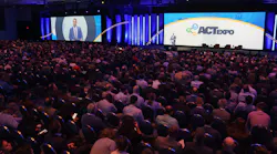 Erik Neandross welcomes attendees to ACT Expo 2023 in Anaheim, California.