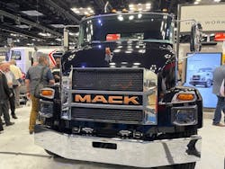 The Mack MD Electric, shortly after its unveiling in early March at Work Truck Week 2023 in Indianapolis. The Mack MD Electric, shortly after its unveiling in early March at Work Truck Week 2023 in Indianapolis.