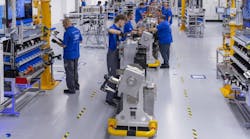 Technicians manufacture the Bosch fuel-cell power module.