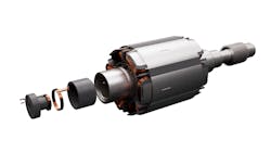 ZF developed this alternative e-drive, which it said is the world&rsquo;s most compact and torque-dense e-motor without magnets and rare earth metals.