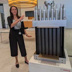 Carola Ruse, Bosch project VP for Electrolyzer, discusses the technology at the company&rsquo;s Stuttgart-Feuerbach plant.