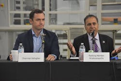 Committee chairman, Rep. Mike Gallagher (R-Wis.), looks on as its ranking member, Rep. Raja Krishnamoorthi (D-Ill.), says that China 'never intended to follow the rules' of fair trade. Committee chairman, Rep. Mike Gallagher (R-Wis.), looks on as its ranking member, Rep. Raja Krishnamoorthi (D-Ill.), says that China 'never intended to follow the rules' of fair trade.