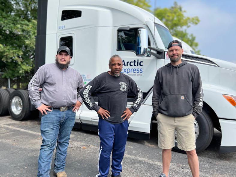 From left to right are Arctic Express drivers John Moore, Nelson Leaf, and Jason Weber.