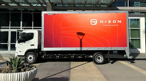 Rizon electric cabover in box truck configuration.