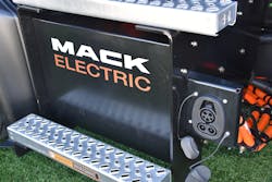 The Mack MD Electric can be charged with either AC 19.2 kW for a 6 to 11 hour charge time, or with DC 80 kW charge in 100 to 150 minutes.