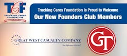 The two new members of TCF's Founders Club are Great West Casualty Company and Groendyke Transport. The two new members of TCF's Founders Club are Great West Casualty Company and Groendyke Transport.