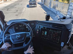 A look inside the Nikola Tre FCEV cab in operations on Las Vegas streets. A look inside the Nikola Tre FCEV cab in operations on Las Vegas streets.