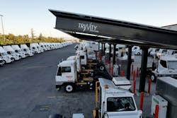 Trinity Structures provided Costco with a solar-powered, off-grid charging system because Costco’s utility provider couldn’t supply the energy its electric fleet required. Trinity Structures provided Costco with a solar-powered, off-grid charging system because Costco’s utility provider couldn’t supply the energy its electric fleet required.