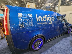The Indigo Dash Cargo van, designed for grocery, food, and package delivery, features 90 cubic feet of cargo space, offers Level 2 and fast recharging of its 30 kWh battery, and offers a 143-mile range.
