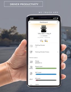 With the Volvo MyTruck app, drivers can access truck data remotely and program the HVAC remotely. With the Volvo MyTruck app, drivers can access truck data remotely and program the HVAC remotely.