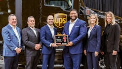 From left: Todd Rice, MHC executive vice president; Dennis Elford, UPS director of maintenance and engineering, Kevin Haygood, Kenworth assistant general manager for sales and marketing; Anthony Marshall, UPS vice president of maintenance and engineering; Katie Mayer, MHC Kenworth - Atlanta new truck salesperson and Natalie Batliner, MHC chief marketing officer.