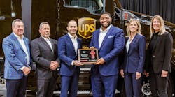 From left: Todd Rice, MHC executive vice president; Dennis Elford, UPS director of maintenance and engineering, Kevin Haygood, Kenworth assistant general manager for sales and marketing; Anthony Marshall, UPS vice president of maintenance and engineering; Katie Mayer, MHC Kenworth - Atlanta new truck salesperson and Natalie Batliner, MHC chief marketing officer.