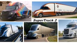 Five teams participated in SuperTruck 2: Cummins Inc. & Peterbilt, Daimler Truck North America, Volvo Trucks, Navistar and PACCAR Inc. Five teams participated in SuperTruck 2: Cummins Inc. & Peterbilt, Daimler Truck North America, Volvo Trucks, Navistar and PACCAR Inc.