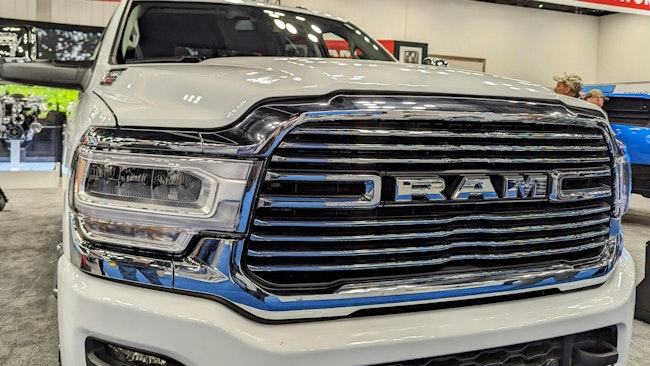 A Ram truck on display during NTEA's 2024 Work Truck Week, where Stellantis launched its new Ram Professional brand.