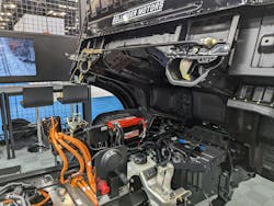A look under the cab of the Bollinger B4. A look under the cab of the Bollinger B4.