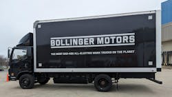 The Bollinger Motors B4, in a box truck configuration, was available for the ride-and-drive program at Work Truck Week. The Bollinger Motors B4, in a box truck configuration, was available for the ride-and-drive program at Work Truck Week.