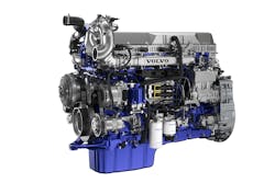 Recent design enhancements to Volvo Trucks&apos; D13 engine include a new wave piston with a shorter piston height and a longer connecting rod, smaller injector needle control valves, a variable vane oil pump, and improvements to the turbo compounding unit and turbocharger.