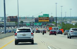 Traffic on I-95 South and I-895 South into Baltimore Harbor Tunnel and Washington DC, May 2021.