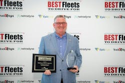 Challenger Motor Freight won the Overall Best Fleet in the large carrier category. Steve Newton, director of safety and driver development for Challenger Motor Freight, accepted the award.