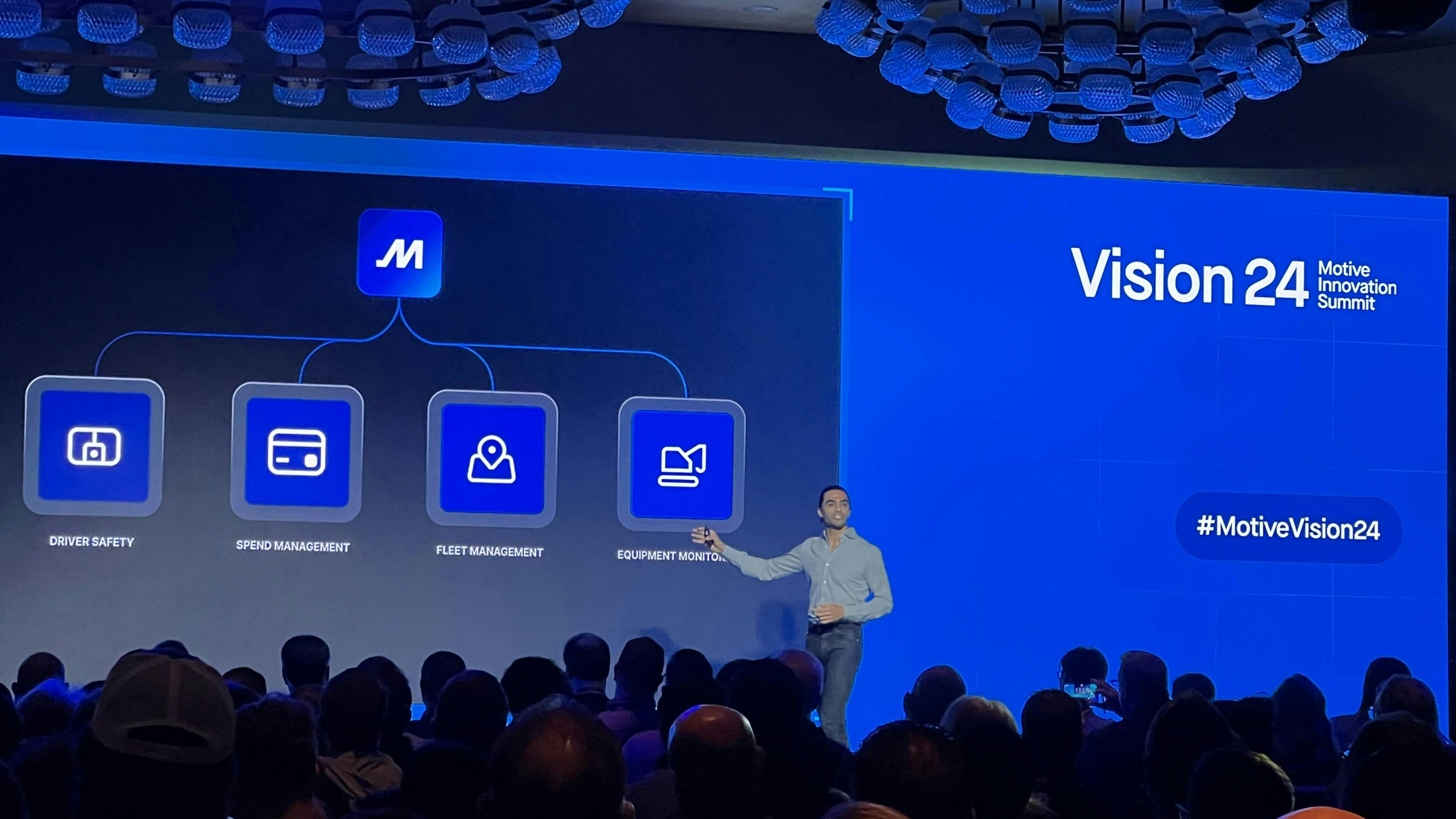 Shoaib Makani, Motive co-founder and CEO, during the Vision 24 keynote address.