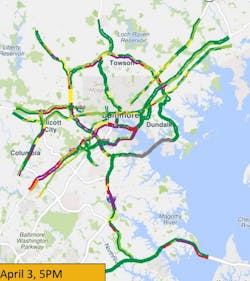 Traffic congestion has increased on the western sides of I-95, I-895, and I-695 since the Francis Scott Key Bridge collapse.