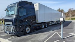 The Volvo FH16, which offers up to 780 hp, is seen here with a duo-trailer setup. Volvo Trucks says the heavy-duty truck will decrease emissions because it can haul more than other European equipment. The Volvo FH16, which offers up to 780 hp, is seen here with a duo-trailer setup. Volvo Trucks says the heavy-duty truck will decrease emissions because it can haul more than other European equipment.