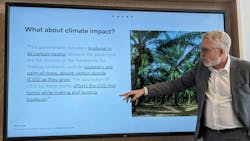 Lars Mårtensson, Volvo Trucks’ director of environment and innovation, discusses climate impacts during a briefing for North American journalists at the OEM's global headquarters in Gothenburg, Sweden. Lars Mårtensson, Volvo Trucks’ director of environment and innovation, discusses climate impacts during a briefing for North American journalists at the OEM's global headquarters in Gothenburg, Sweden.