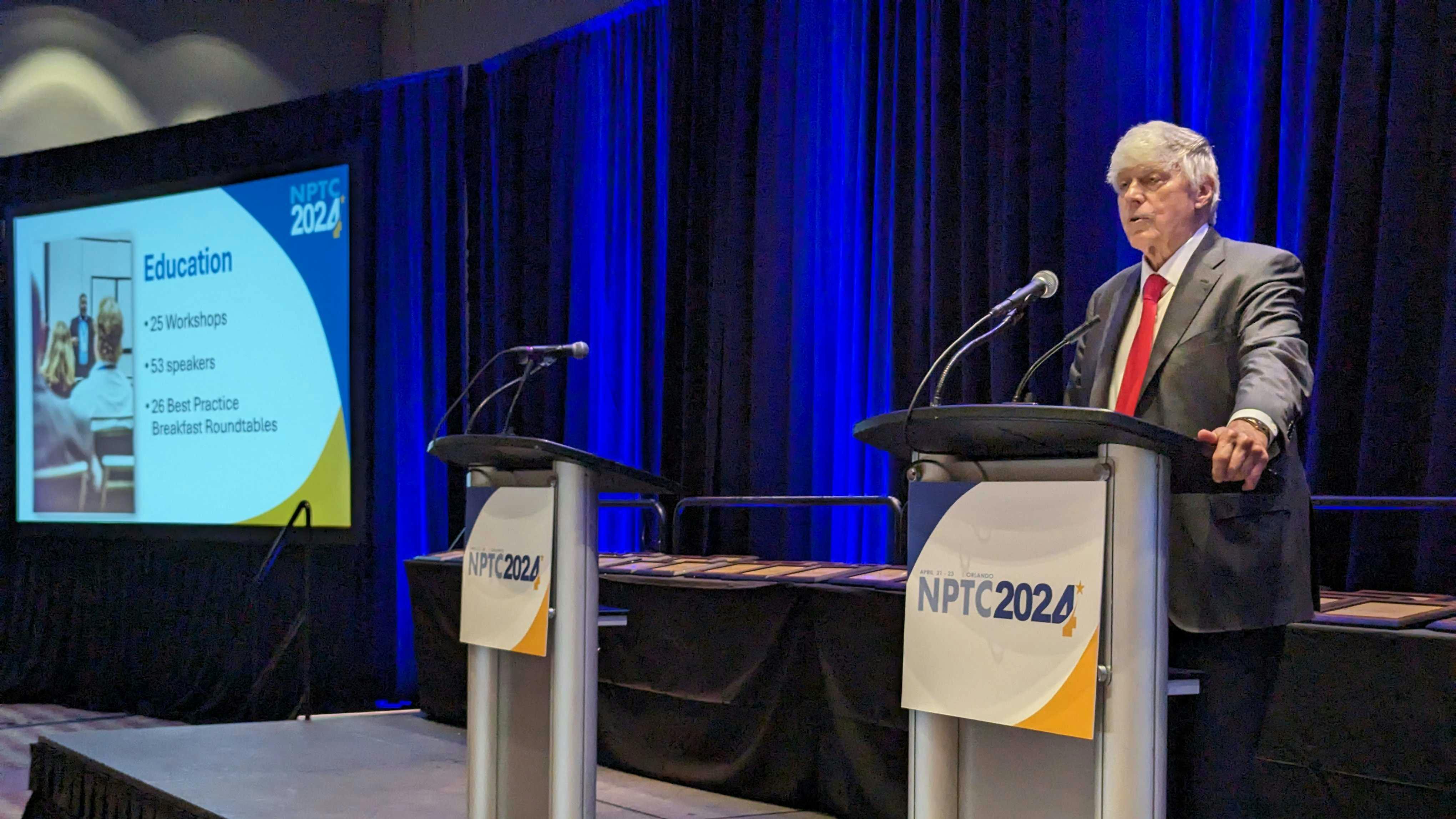 Gary Petty, CEO of the National Private Truck Council, opens up NPTC 2024 in Orlando, Florida.