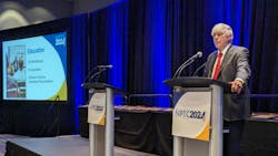 Gary Petty, CEO of the National Private Truck Council, opens up NPTC 2024 in Orlando, Florida. Gary Petty, CEO of the National Private Truck Council, opens up NPTC 2024 in Orlando, Florida.