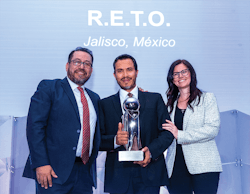 Carrier Transicold named the 2023 Dealer of the Year for Latin America. From left to right are Alejandro Genera, Carrier Transicold general manager for Latin America operations; Hector Mercado, RETO general manager; and Alice DeBiasio, Carrier VP and GM for Truck Trailer Americas and digital solutions.