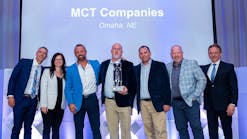 Carrier Transicold named MCT Companies its 2023 Dealer of the Year for the United States and Canada. From left to right are Sam Roach, Carrier Transicold Western region sales director; Alice DeBiasio, Carrier VP and GM for Truck Trailer Americas and digital solutions; Zach Willett, MCT sales manager; Todd Miles, MCT director of service operations; Tom Byrnes, MCT director of parts operations; Travis Peters, MCT director of sales; and Joe Porto, Carrier Transicold director of sales.