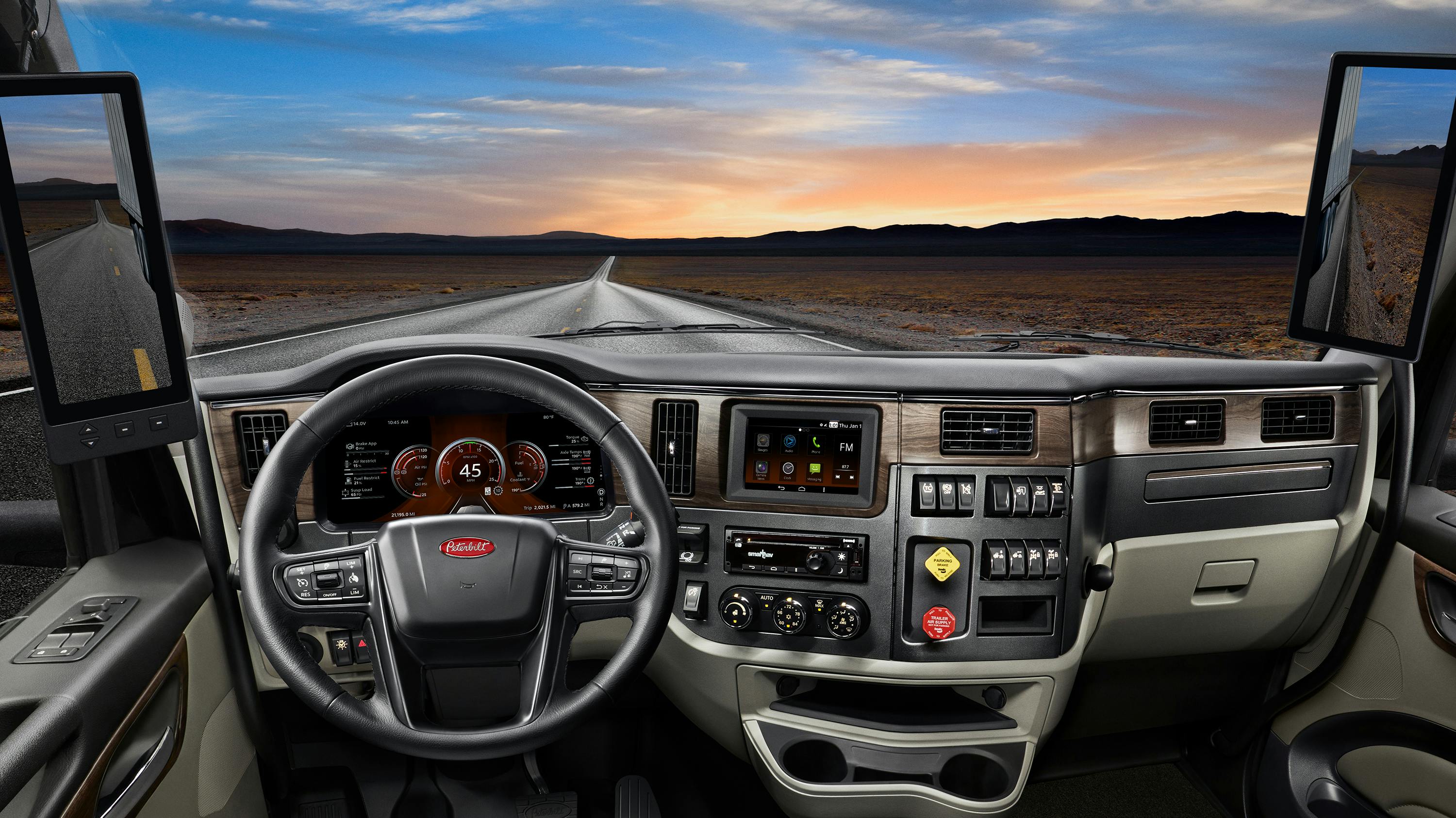 Peterbilt's new digital vision system-mirrors enhance driver safety and visibility