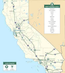Eventually, WattEV plans to have 16 public charging facilities along the West Coast at locations indicated on the map.