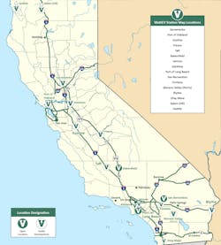 Eventually, WattEV plans to have 16 public charging facilities along the West Coast at locations indicated on the map. Eventually, WattEV plans to have 16 public charging facilities along the West Coast at locations indicated on the map.