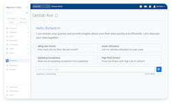Ace uses GPT-4 to receive users’ questions, translate them to a series of queries for Geotab’s database, and then format a response for the user. Ace uses GPT-4 to receive users’ questions, translate them to a series of queries for Geotab’s database, and then format a response for the user.