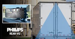 The REAR-VU wireless backup camera from Phillips allows drivers to download a mobile app and, from inside their cabs, view streaming video from the rear of any trailer that is equipped with this camera. The REAR-VU wireless backup camera from Phillips allows drivers to download a mobile app and, from inside their cabs, view streaming video from the rear of any trailer that is equipped with this camera.