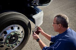 A smart tablet can provide instructions to guide drivers through inspections and DVIRs. If something on the vehicle looks wrong, users can take and submit pictures with the device’s integrated camera. A smart tablet can provide instructions to guide drivers through inspections and DVIRs. If something on the vehicle looks wrong, users can take and submit pictures with the device’s integrated camera.