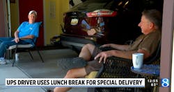 Tim Westfall Jr. uses break time during his route each day to spend quality time with his father. Tim Westfall Jr. uses break time during his route each day to spend quality time with his father.