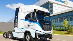 Walmart Canada is the first major retailer in Canada to introduce a hydrogen fuel cell electric semi-truck to its fleet. Walmart Canada is the first major retailer in Canada to introduce a hydrogen fuel cell electric semi-truck to its fleet.