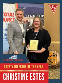 Estes receiving the Kentucky Trucking Association Safety Director of the Year award in 2023 Estes receiving the Kentucky Trucking Association Safety Director of the Year award in 2023