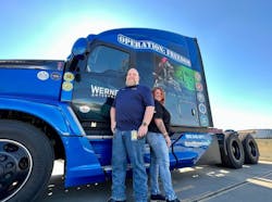 Gina Jones and her husband, team drivers for Werner Enterprises Gina Jones and her husband, team drivers for Werner Enterprises